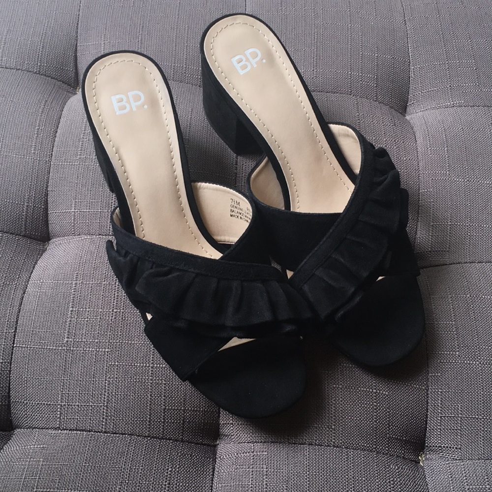 BP Black ruffle mule/sandal